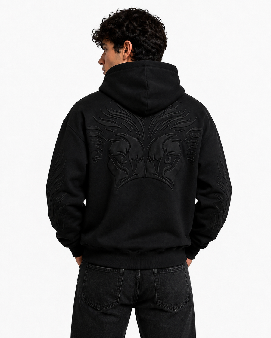 MAKEEN Signature Hoodie in Schwarz – Rückenansicht