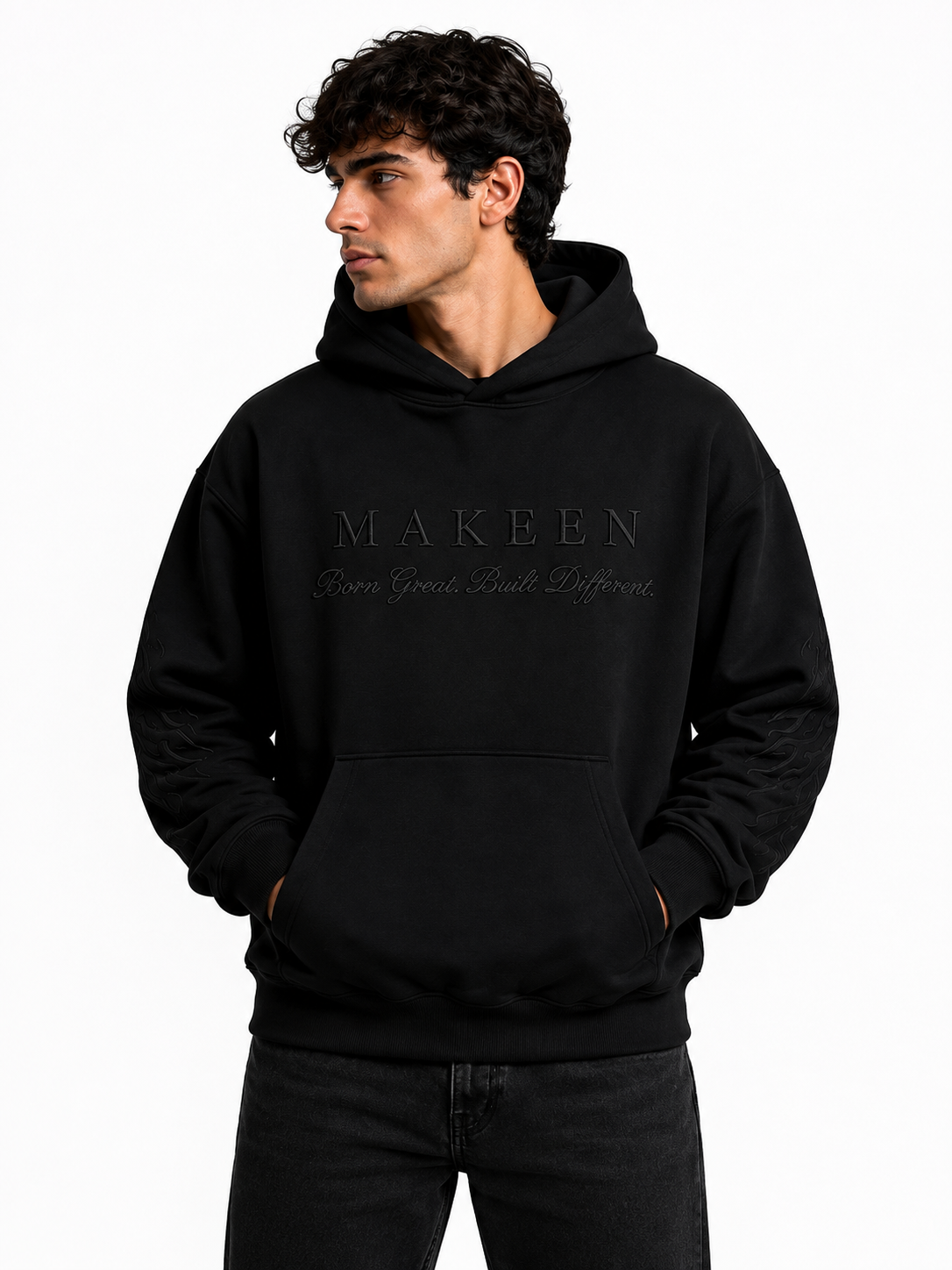 MAKEEN Signature Hoodie in Schwarz – Vorderansicht