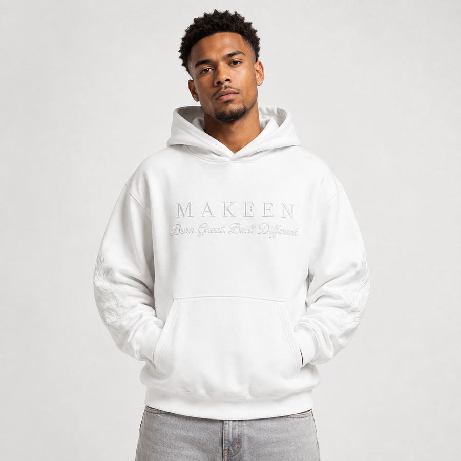 MAKEEN Signature Hoodie in Weiß – Vorderansicht